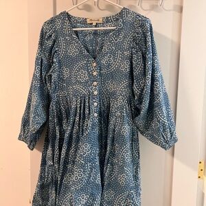 Madewell Blue and White Paisley Patterned Top